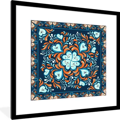 Produktbild von MuchoWow® MuchoWow® Gerahmtes Poster Vierblättriges Kleeblatt - Herz - Rahmen - Muster 40x40 cm - Poster mit zchwarzem Bilderrahmen - Poster - Plakat im Rahmen