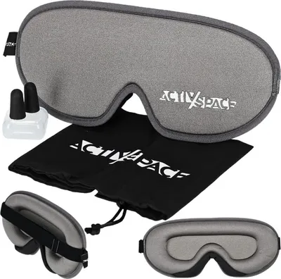 Image de masque oculaire 3D PREMIUM pour dormir et voyager - Gris