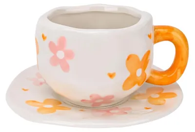 Image de Ensemble de 2 tasses en céramique faites à la main, avec leurs soucoupes