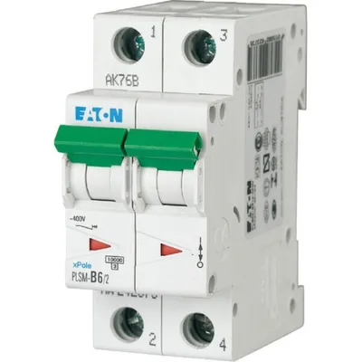 Zdjęcie produktu dla Miniaturowy wyłącznik automatyczny C, 6A, 440V, IP20 (PLSM-C6/2-MW) Eaton
