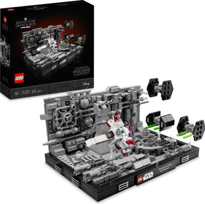 Produktbild von LEGO 75329 Star Wars Death Star Trench Run Diorama Set, baubares Modell für Erwachsene mit Luke Skywalkers X-Wing, Fanartikel, Deko, Geschenk