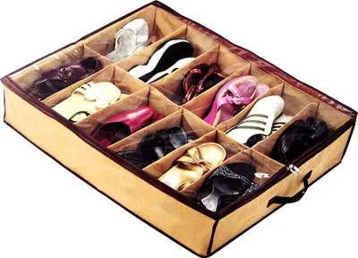 Obrázok produktu pre Truhlica pod posteľou s 12 úložnými priehradkami Úložný box na topánky Topánky pod posteľou Organizátor topánok Úložné boxy Skladacie Retoo