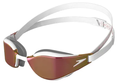 Immagine prodotto di Speedo - Occhialini da nuoto "Fastskin Hyper Elite" con lenti specchiate, unisex, per uomo/donna, taglia unica (bianco/grigio ossido/oro rosa)