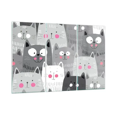 Produktbild von Bilder auf glas - Kittys Tiere Illustration - 105x70cm - Glasbilder - Wandbilder - Kunstdruck - zum Aufhängen bereit - Wanddekoration aus Glas - Glas Bilder - Wandbild auf Glas - GCE105x70-2890