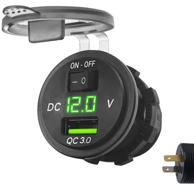 Produktbild von ProRide 12V USB-Einbauladegerät 1 Port 5V/2,4A mit Schalter & Voltmeter, KI-generiertes Bild