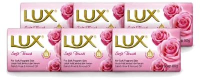 Produktbild von 6 x Lux Soft Touch Seifenstück - Feuchtigkeitsspendend - 80 g - Vorteilspackung - 6 Stücke
