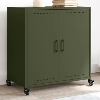 Image de vidaXL Sideboard vert olive 68x39x72 cm acier
