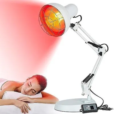 Productafbeelding van Infraroodlamp Warmtelamp - Roodlicht Therapie - Spierontspanning Thuis - 10 Temperatuurstanden - 150 Watt - Wit