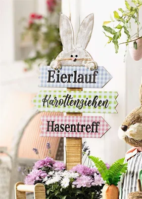 Produktbild von Gartenschild "Osterparty" aus Holz, 90 cm hoch, Gartenstecker, Osterdeko, Dekoschild, Gartendeko für Draußen
