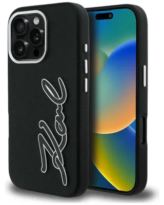 Zdjęcie produktu dla Etui Karl Lagerfeld FW Grained Signature Logo do iPhone 16 Pro Max czarny