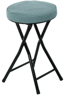 Immagine prodotto di Pouf pieghevole in metallo e tessuto - Nero e verde - 30 x 30 x 49 cm