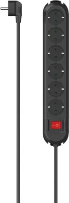 Produktbild von Hama Steckdosenleiste 6-fach, Schalter, 2m, einzeln schaltbar, 90° gedre