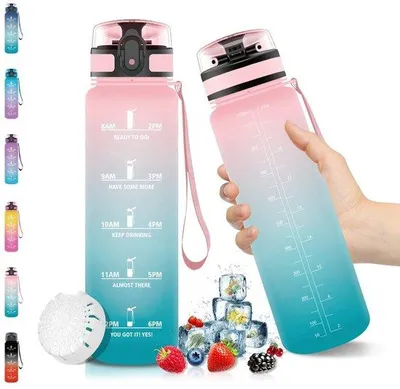 Productafbeelding van Waterfles 1 Liter met Fruitfilter en Tijdmarkering