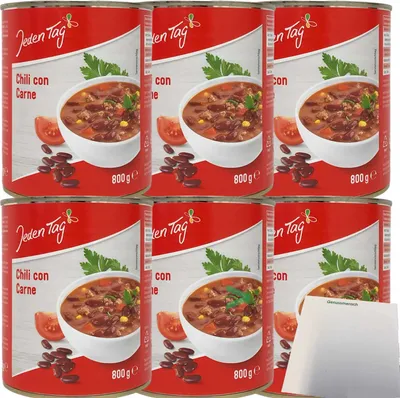 Produktbild von Jeden Tag Chili Con Carne Fertiggericht 6er Pack (6x800g Dose) + usy Block