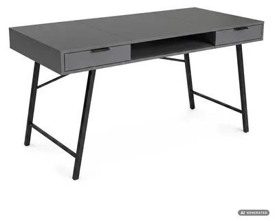 Produktbild von Computerschreibtisch im Industrial-Stil Graphit ARDEN 120 cm 2 Schubladen 1 Ablage Schwarze Beine
