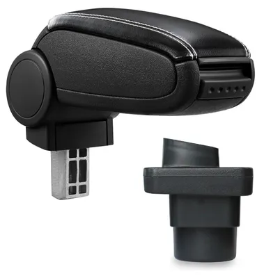 Armlehne Mittelarmlehne Leder Bezug Schwarz Weiß für Skoda Fabia 1 6Y 1999-2007 – Produktansicht