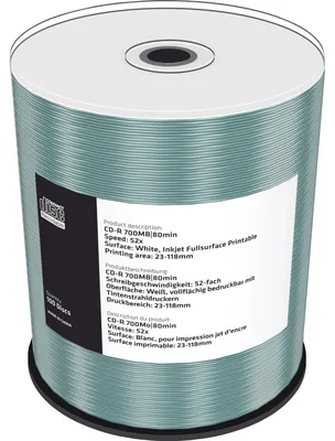 Produktbild von MediaRange CD-R 700 MB, CD-Rohlinge, (52fach, 100 Stück, bedruckbar)
