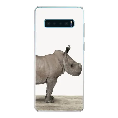 Produktbild von MuchoWow® Handyhülle Schutzhülle Hülle für Samsung Galaxy S10 Plus Rhinozeros - Tiere - Jungen - Mädchen Silikon Softcase Handy Hülle - Schutzhülle