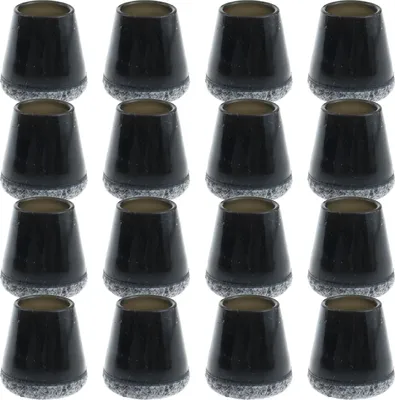 Produktbild von 16 Stück Stuhlbeinkappen, Schutzkappen für Stuhlbeine mit Filz, Silikon Stuhlbeinkappen, Schwarz Rund 15 mm-18 mm