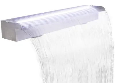 Zdjęcie produktu dla vidaXL Basenowa fontanna wodospadowa z diodami LED Prostokątna stal nierdzewna 90 cm