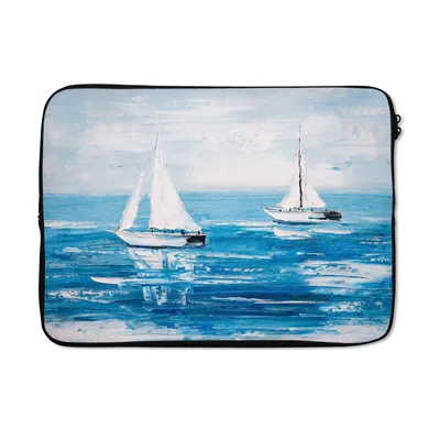 Produktbild von MuchoWow® Laptop Hülle 14 ZollMalerei - Ölfarbe - Boot - Wasser Laptoptasche - Laptoptasche - Stoßsicher - Schutzhaube