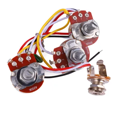 Zdjęcie produktu dla Potencjometr gitarowy,Zestaw potencjometrów gitarowych,Potencjometr gitarowy 250K,Wiązka przewodów gitarowych,Wiązka przewodów 1 Volume 2 Tone,Akcesoria gitarowe