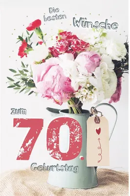 Produktbild von 70. Geburtstag - Karte mit Umschlag - Giesskanne mit Blumen