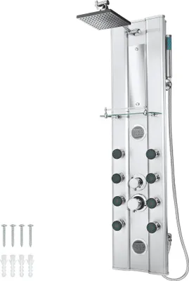 Produktbild von tectake® Aluminium Duschpaneel Regendusche Ablage aus Glas