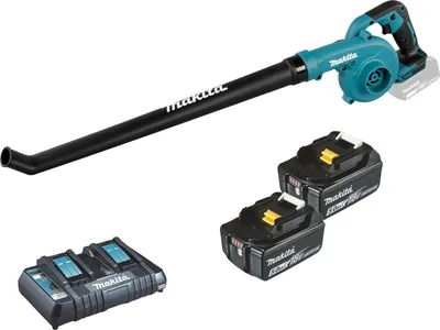 Produktbild von Makita DUB186PTE Akku-Laubbläser 18 V / 2x 5,0 Ah Akku + Doppelladegerät