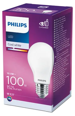 Produktbild von Philips 8718699704148, 10,5 W, 100 W, E27, 1521 lm, 15000 h, Kaltweiße