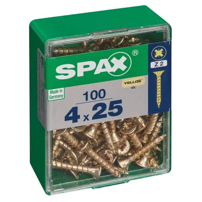 Immagine prodotto di Set di 100 viti in acciaio a testa svasata pozidriv SPAX, Diam.4 mm x L.25 mm
