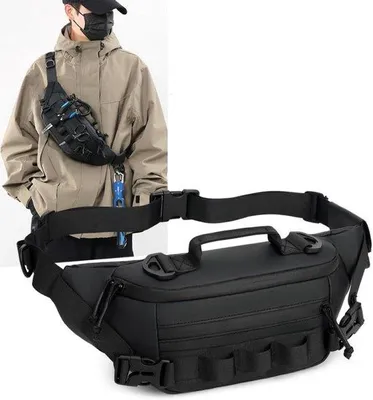 Produktbild von Schwarze Angelrucksack mit Multi-Taschen-Design für Outdoor-Aktivitäten