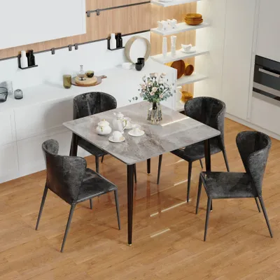 Immagine prodotto di Tavolo da pranzo - Tavolo da cucina - Tavolo - Piano in pietra sintetica - Struttura in metallo - Rettangolare - Mobile