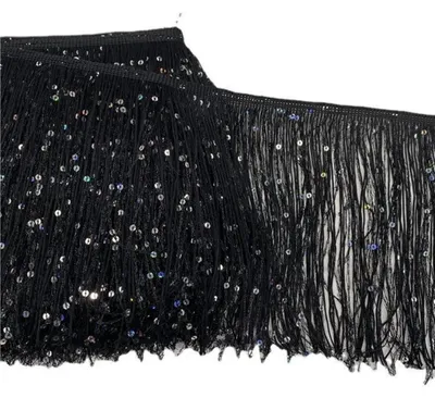 Produktbild von Pailletten-Kette Fransenborte 20,3 cm breit 4,5 m Schwarz