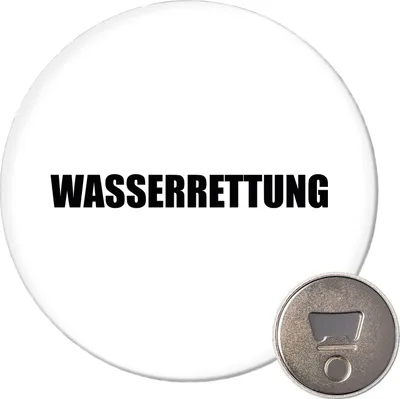 Produktbild von Huuraa Magnet Wasserrettung Schriftzug 59mm Kühlschrankmagnet rund Flaschenöffner Geschenkidee