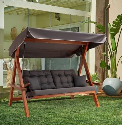 Immagine prodotto di Skye Decor, Lyon 2400 - Antracite, altalena da giardino a tre posti, antracite, in legno, 175 x x 60 cm