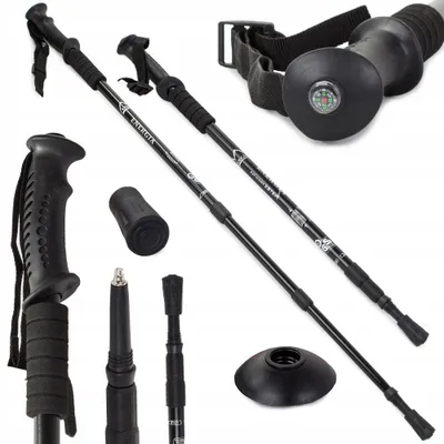 Produktbild von Anti-Shock Trekkingstöcke 63-135 cm mit 3 Spitzen für Wald, Asphalt und Schnee