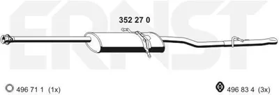 Obrázek produktu pro ERNST 351270 Koncový tlumič výfuku vhodný pro MERCEDES-BENZ třídy A (W168) Výfuk
