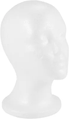 Produktbild von Vitrinenaussteller für Perücken – Perückenständer – zur Präsentation von Hüten – aus Schaumstoff – 27 x 22 x 155 cm – weiß