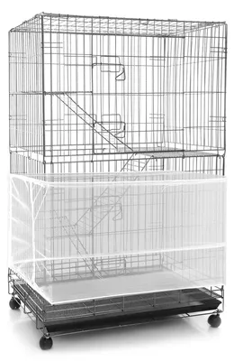 Produktbild von Extra große und verstellbare Vogelkäfigabdeckung mit Futter- und Federauffangbehälter, Nylonnetz, weicher und atmungsaktiver Schutzrand für Papageien, Sittiche und Aras (weiß)