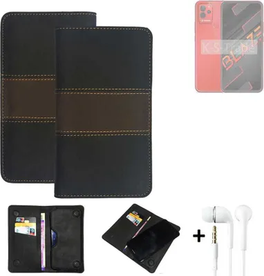 Produktbild von K-S-Trade Handyhülle + Kopfhörer kompatibel mit Lava Blaze Schutzhülle Walletcase Bookstyle Tasche Schutz Case Hülle Wallet Cover Kunstleder