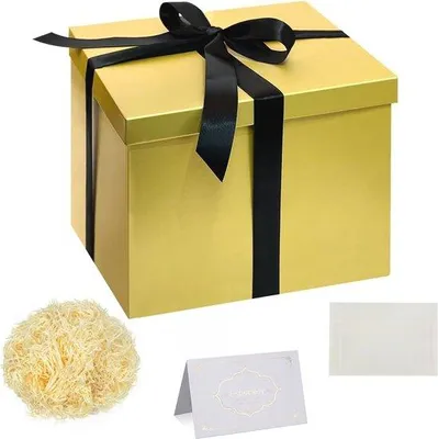 Produktbild von Famanu Geschenkbox Set mit Deckeln und Band - Tiefe Geschenkverpackung 23x23x18cm