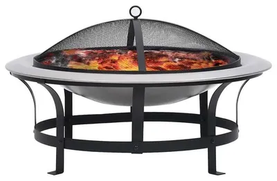 Produktbild von Gartenfeuerstelle – Feuerkorb mit Grill – Edelstahl und Funkenfanggitter, 76 cm