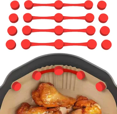Produktbild von Magnetschnalle für Heißluftfritteuse, für Pergamentpapier, Schnalle aus lebensmittelechtem Silikon, hohe Temperaturbeständigkeit, Clips für Heißluftfritteusen-Einlagen zur Verhinderung von Papierverbrennungen