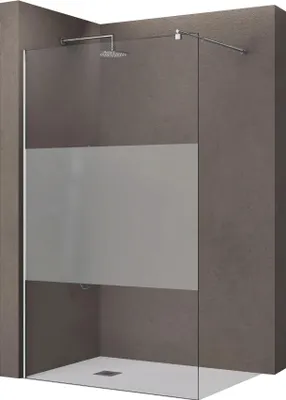 Immagine prodotto di doporro Walk in Box Doccia 110x200cm Parete Fissa Doccia in Vetro Parzialmente Satinato di Spessore 10mm con Barra Stabilizzatrice Regolabile in Acciaio Inox Profilo Cromo Bremen02MS