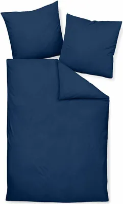 Produktbild von Janine Mako-Soft-Seersucker Bettwäsche Piano Bezug für Nackenrolle einzeln 15x40 cm dunkelblau