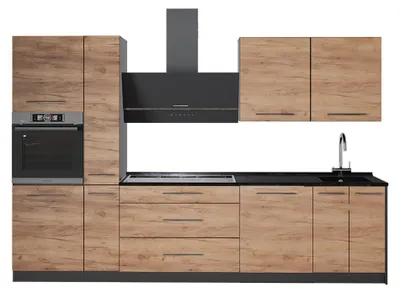 Produktbild von Küchenzeile Vicco Fame-Line Goldkraft Eiche/Anthrazit 310 cm, AP Anthrazit, Model 64260