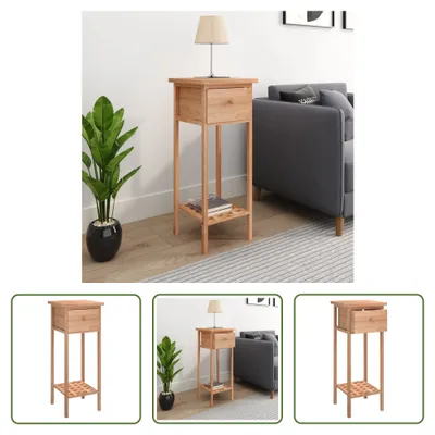 Zdjęcie produktu dla The Living Store Stolik boczny z szufladą 25x25x60 cm orzech lity