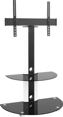 Produktbild von TV Ständer Glas Standfuß LCD LED Alu Säule Weiß/Schwarz VESA 600x400