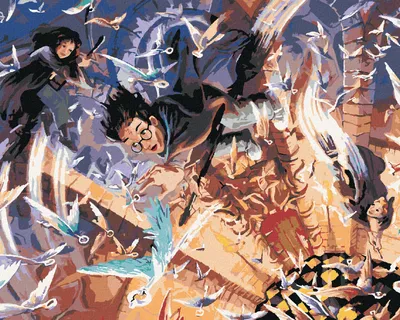 Image de Zuty - Peinture par numéros - HARRY POTTER, HERMIONE ET RON À LA RECHERCHE DE LA CLÉ, 40 x 50 cm, sans cadre et sans toile tendue